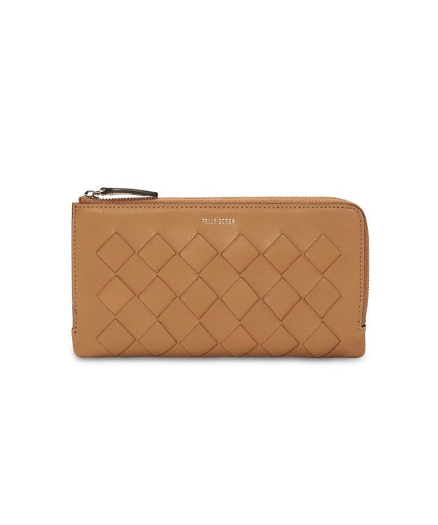 PELLE BORSA メッシュL字ファスナーコンパクト長財布 Chrono Weave クロノウィーブ 5843 キャメル