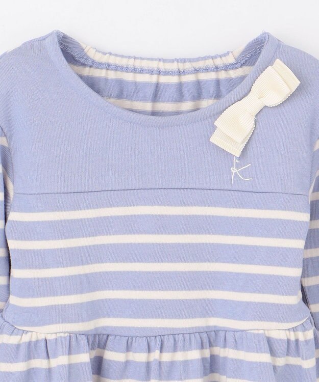 組曲 KIDS 【80-100㎝】ボーダー ワンピース サックスブルー系1