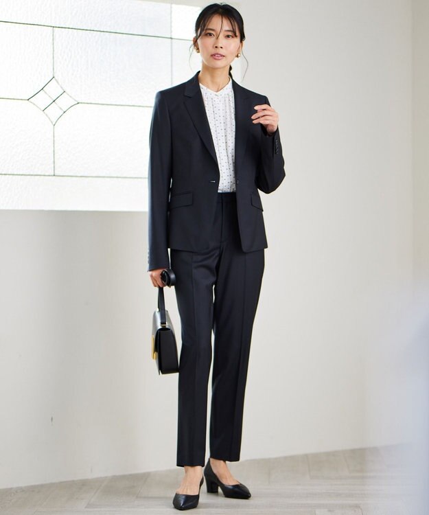 23区 【セットアップ対応】ラフィーネウール テーパードパンツ ブラック系