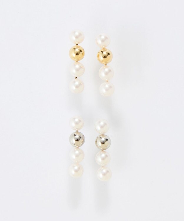 Phoebe 【金属アレルギー対応】ミックスドットピアス　ゴールド/ニッケルフリー/パール ゴールド