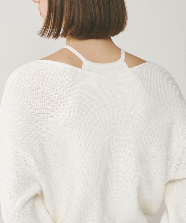 GRACE CONTINENTAL ハイゲージ畦ニットカーディガン ホワイト