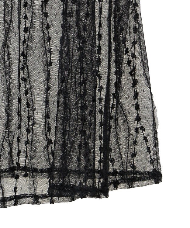 earth music&ecology ストライプレースレイヤードスカート Black