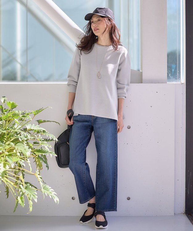 ANY ミラノリブチュニック丈ニット ライトグレー