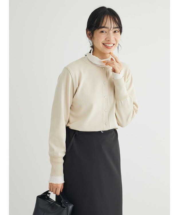 Green Parks 洗える　クルーネックカーディガン Light Beige