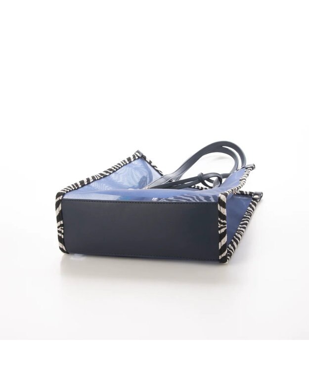 UNBILLION cachecache ポーチ付き柄パイピングメッシュトートバッグ ネイビー