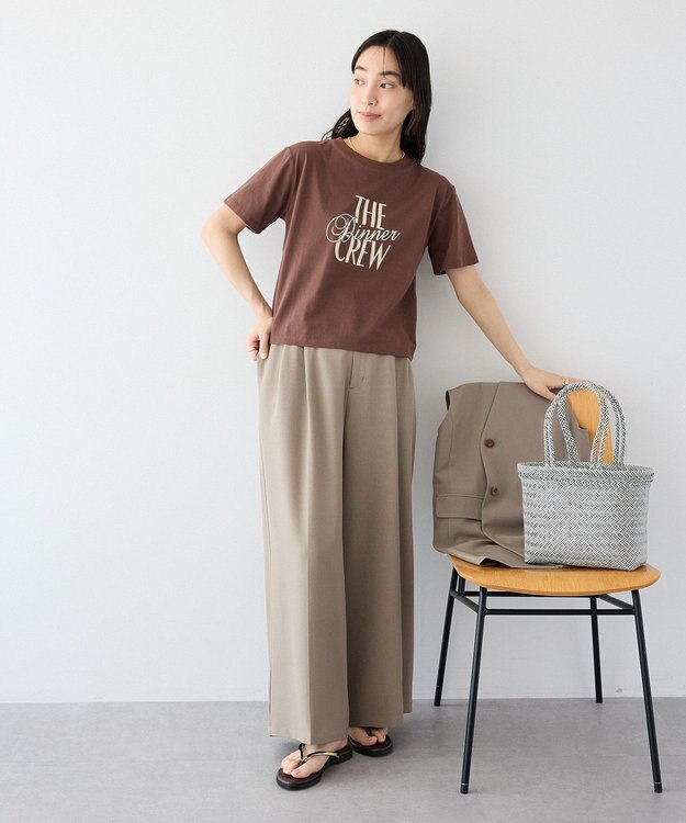 CRAFT STANDARD BOUTIQUE フロッキープリントＴシャツ Brown