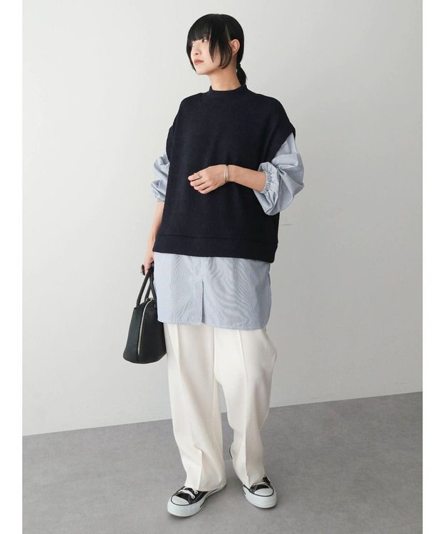 Green Parks ニットソードッキングチュニック Stripe