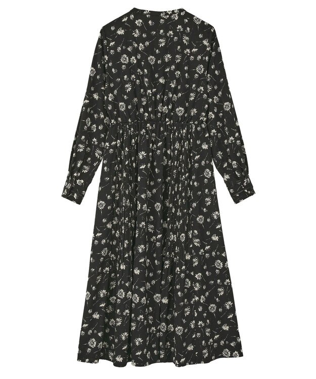 YECCA VECCA フラワー柄プリーツMIXワンピース Black