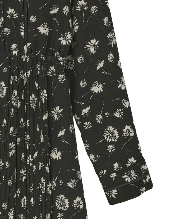 YECCA VECCA フラワー柄プリーツMIXワンピース Black