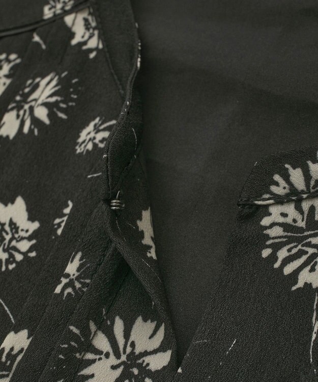 YECCA VECCA フラワー柄プリーツMIXワンピース Black