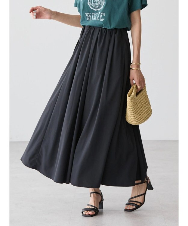 AMERICAN HOLIC イージーケア＋接触冷感ウエストタックフレアスカート Black