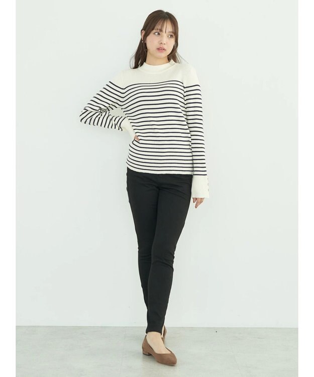 earth music&ecology 裏起毛スキニーパンツ Black