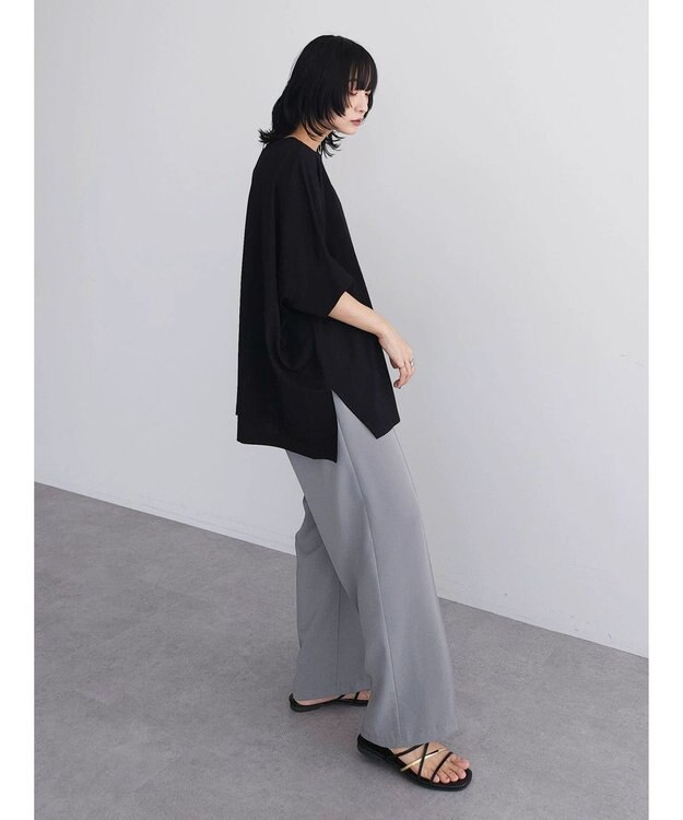 Green Parks 冷っとすずやか　ドルマンカット５分袖プルオーバー Black