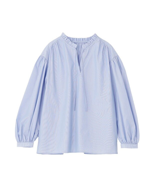 Green Parks ２ｗａｙフリルハイネックブラウス Stripe