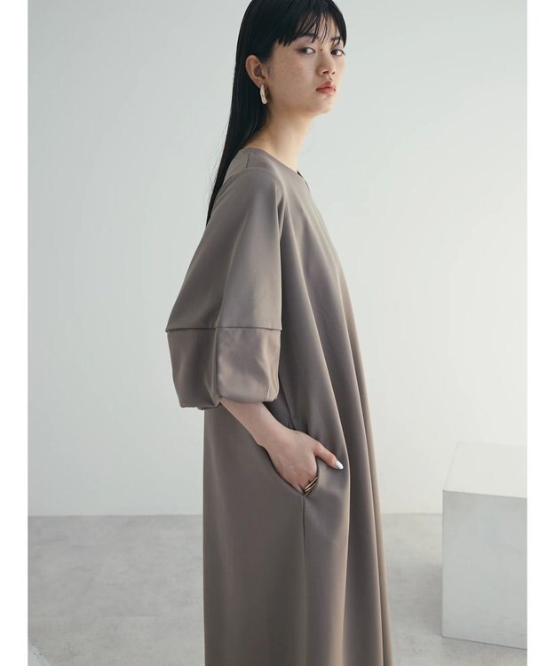 Green Parks armonia. 袖ボリュームポンチワンピース Gray Beige