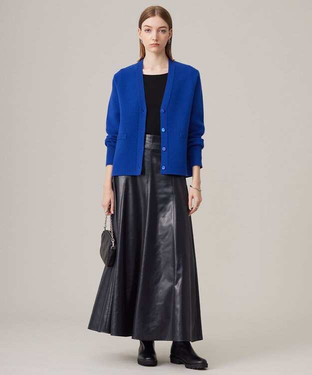 ICB L 【洗える】ソフトカシミヤミックス Vネックニットカーディガン ロイヤルブルー系