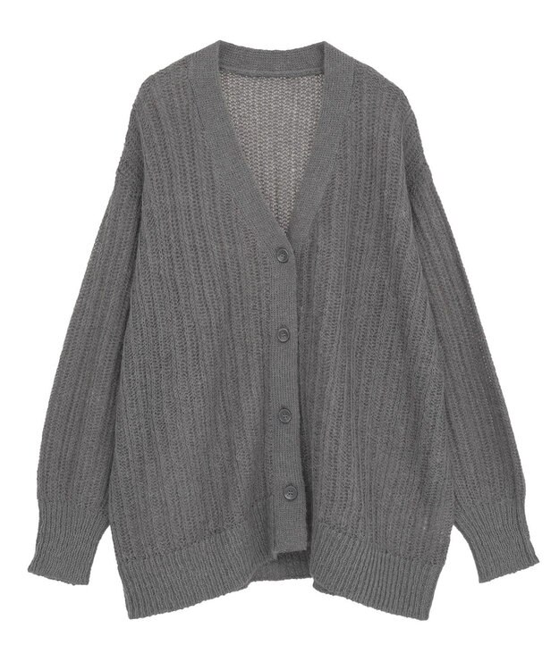 Green Parks シアーニットＶネックカーディガン Gray