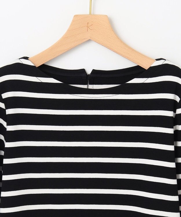 組曲 【ストレッチ・長袖】コットンフライス バスクTシャツ ブラック系1