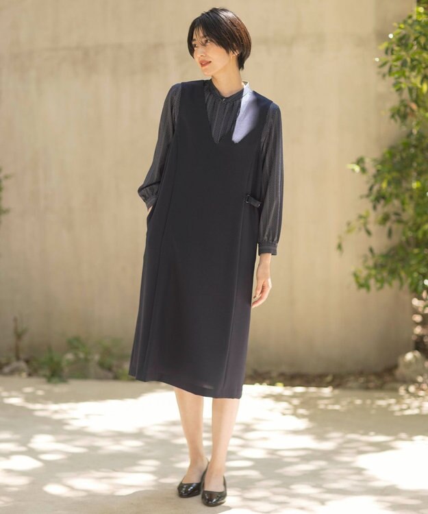 J.PRESS LADIES L 【洗える】RELAXIONツイル ジャンパースカート ネイビー系