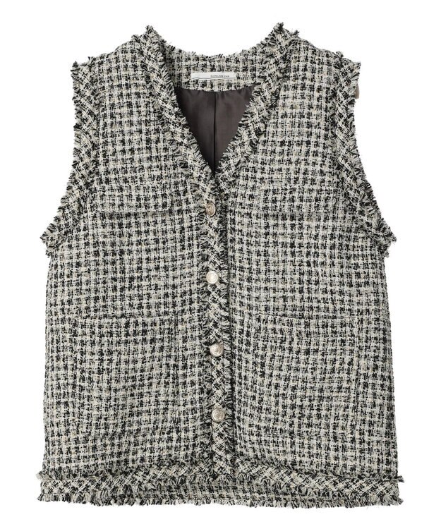 Green Parks ・ＥＬＥＮＣＡＲＥ　ＤＵＥ　ツィードノーカラーベスト Ivory