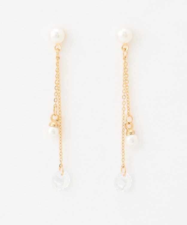 ANY 【WEB限定】ドロップストーンピアス(両耳用) ライトゴールド