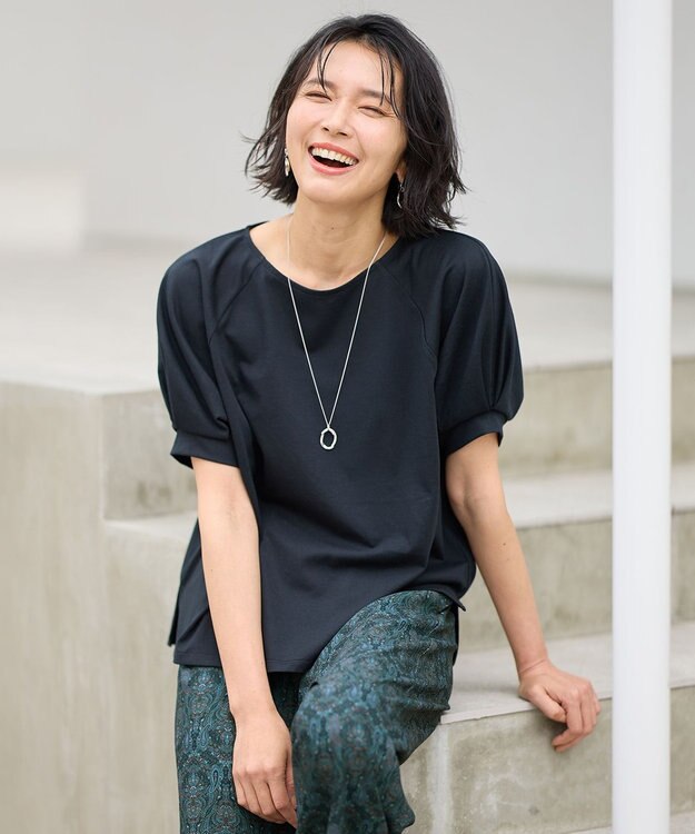 ANY パフスリーブラグランTシャツ ブラック