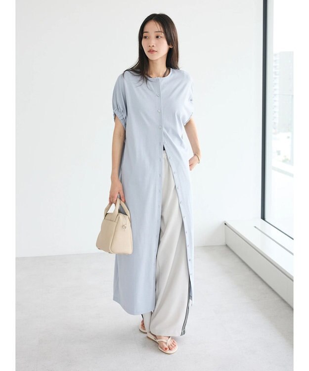 CRAFT STANDARD BOUTIQUE 接触冷感/抗菌防臭/ 前後2WAY半袖ワンピース Sax