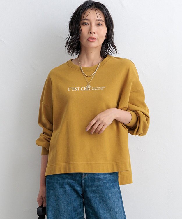 23区 L 【洗える】ライトコットンテリー ロゴ カットソー イエロー系