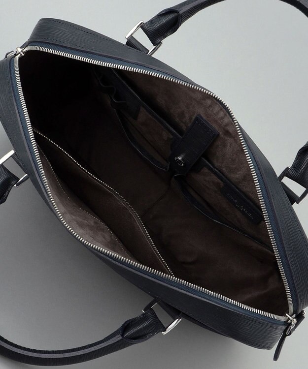 GOTAIRIKU 日本製【PELLE MORBIDA】型押しレザー ブリーフバッグ ネイビー系