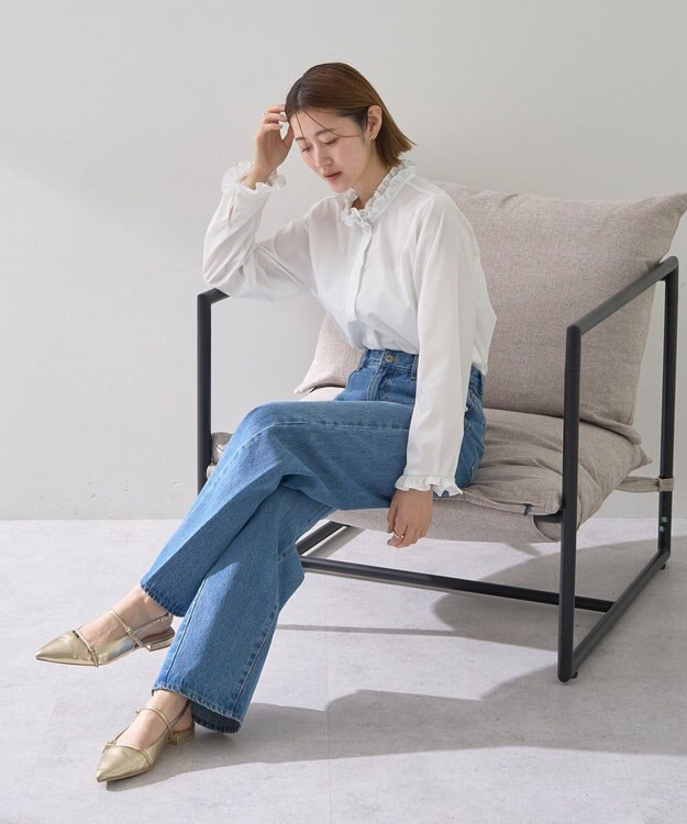 YECCA VECCA イージケアフリルカラーシャツ Off White