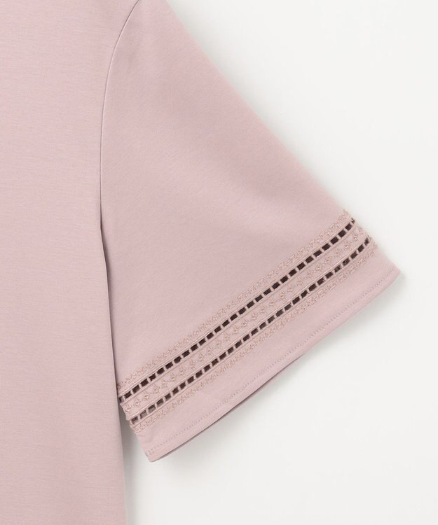 J.PRESS LADIES L 【接触冷感】コットンスムース 刺繍スリーブ カットソー ピンク系