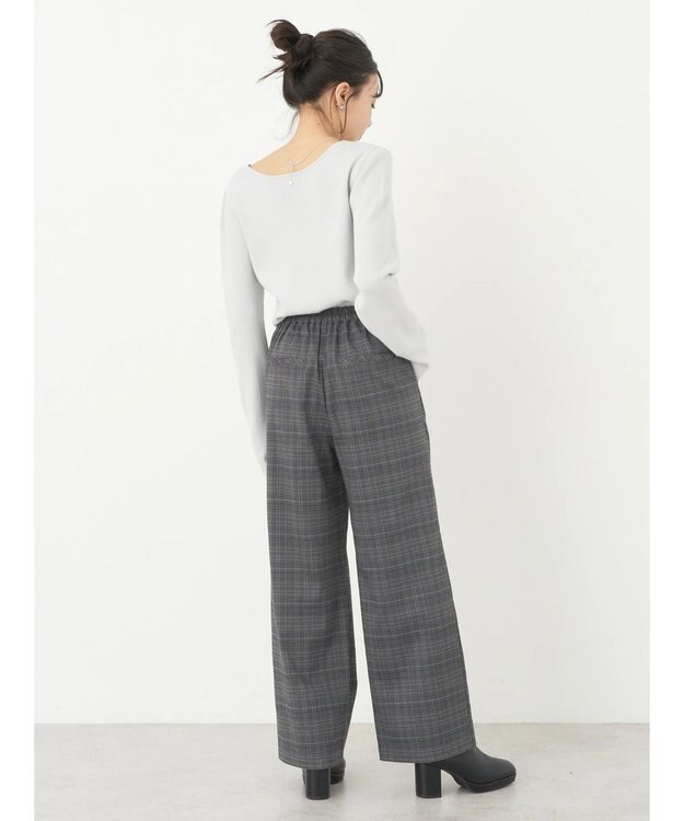 earth music&ecology チェックストレートパンツ Check Gray