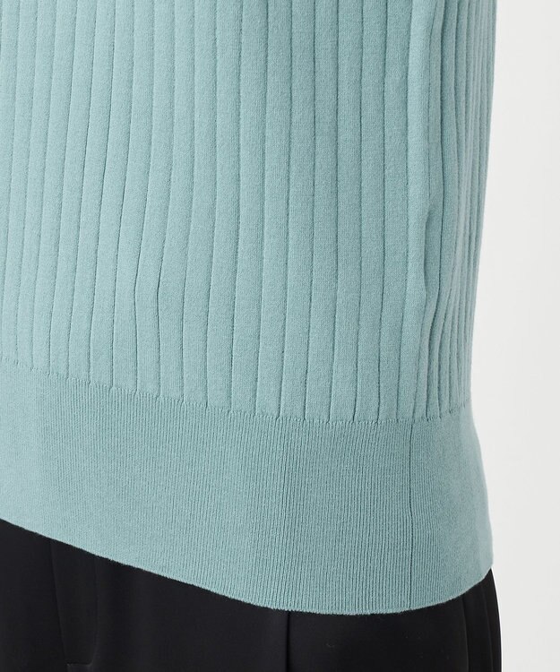 23区 【R(アール)】シルクコットン ポロカラー リブニット ライトアッシュグリーン系