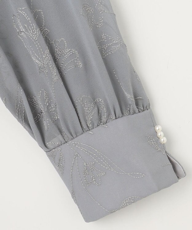 ANY SIS S 【洗える】ラインエンブロイダリー ドレス アイスグレー