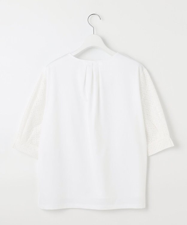 J.PRESS LADIES S 【吸水速乾】レーシーコンビ Vネック カットソー ホワイト系