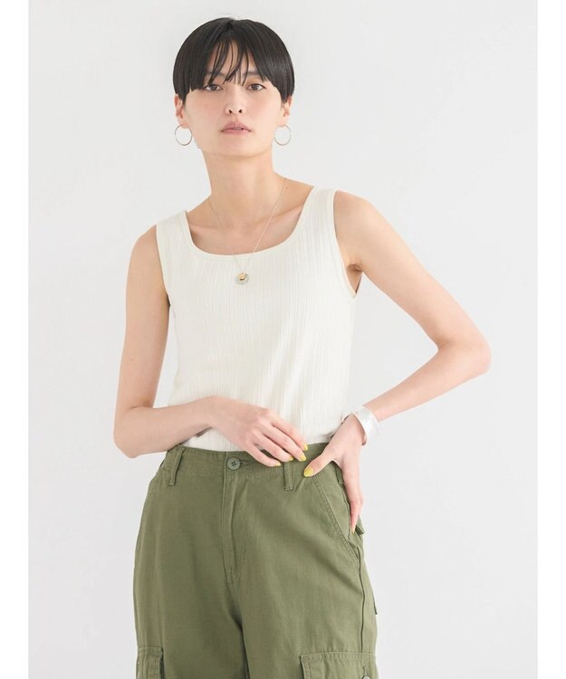 AMERICAN HOLIC 針抜きメッシュタンクトップ Ivory