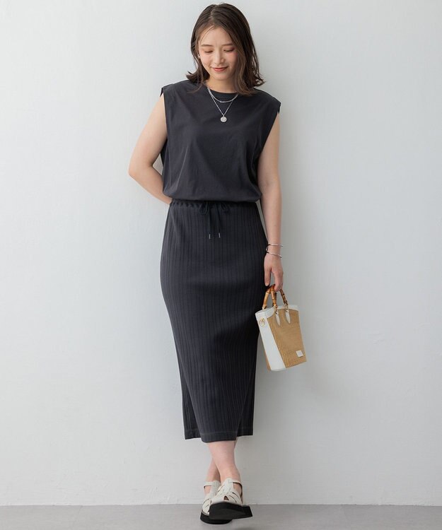 23区 S 【SLOW/一部店舗限定】シアーツイストシングルジャージー ノースリーブ カットソー グレー系