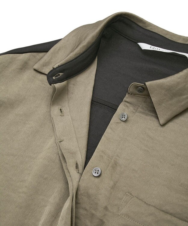 YECCA VECCA ヴィンテージサテンシャツワンピース Khaki