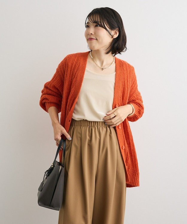 Green Parks シアーニットＶネックカーディガン Orange
