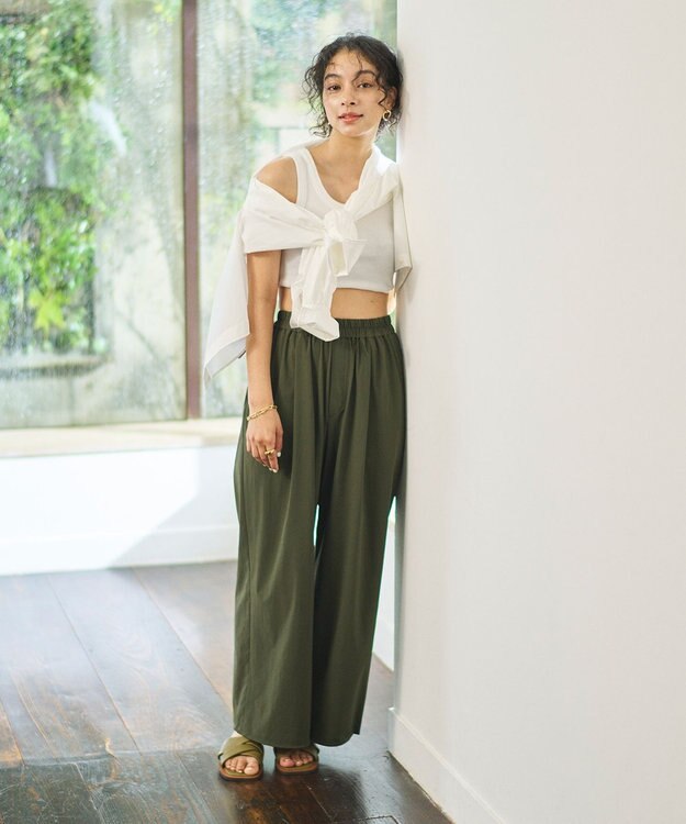 #Newans 【UVカット・撥水】ワイドパンツ ラッシュガード カーキ