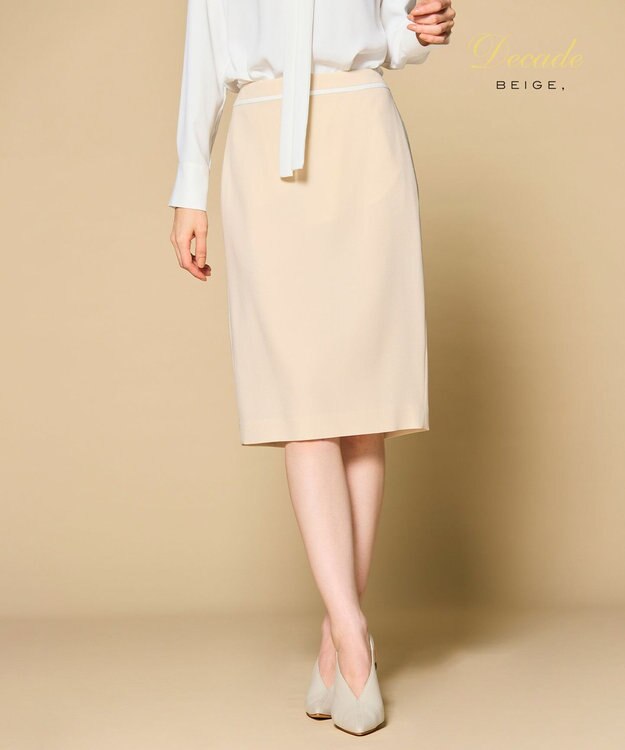 BEIGE， 【洗える】CINDY / タイトスカート Sheer Orange × White