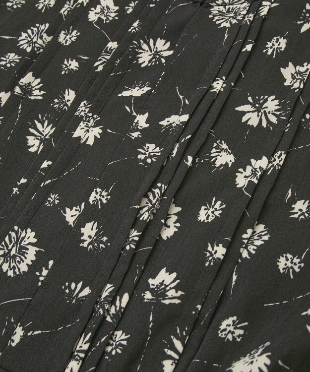 YECCA VECCA フラワー柄プリーツMIXワンピース Black