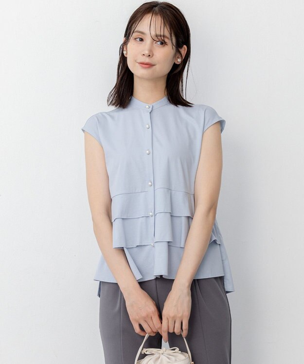 組曲 【WEB限定】プレーティング天竺ティアード カットソー サックスブルー系
