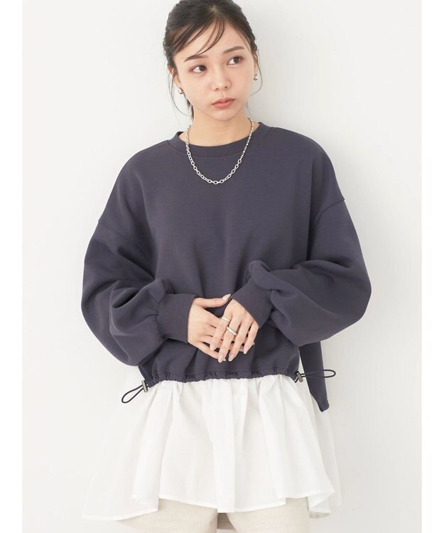 earth music&ecology ダンボールレイヤードチュニック Dark Gray