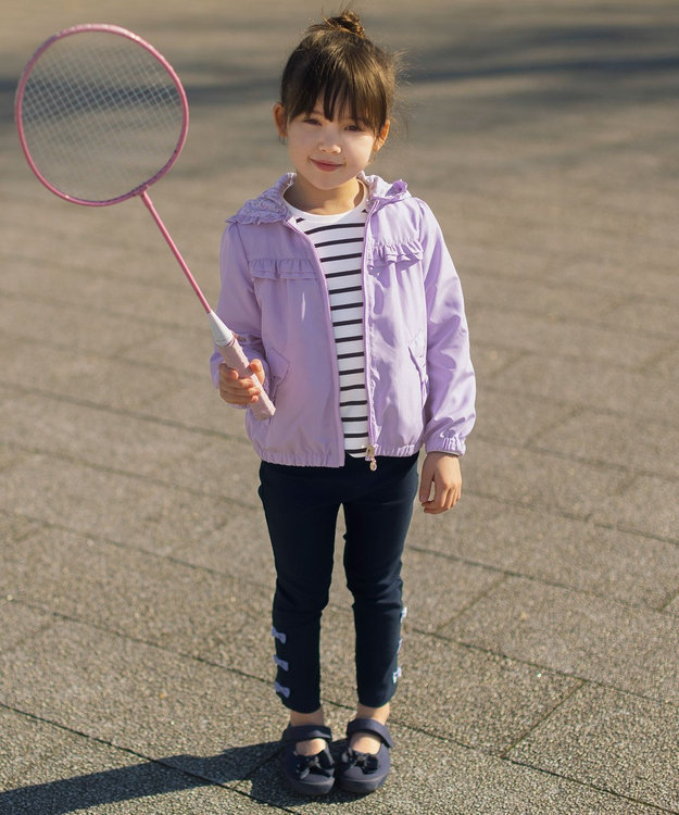 ANY KIDS 裾リボンストレート パンツ ネイビー