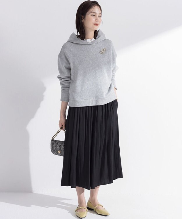 組曲 L 【WEB限定カラーあり】ギャザーライトデシン パンツ ブラック系