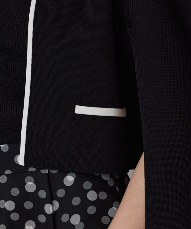 GRACE CONTINENTAL バイカラースリットニットカーディガン ブラック