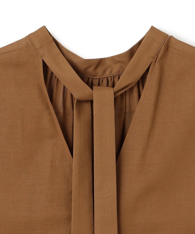 BEIGE， 【洗える】BAC / コットンバックボウタイノースリーブブラウス Brown