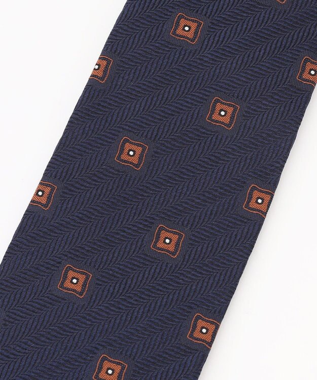 JOSEPH ABBOUD 【イタリア素材・日本縫製】ヘリンボーンスクエアジャカード ネクタイ ダークグリーン系7