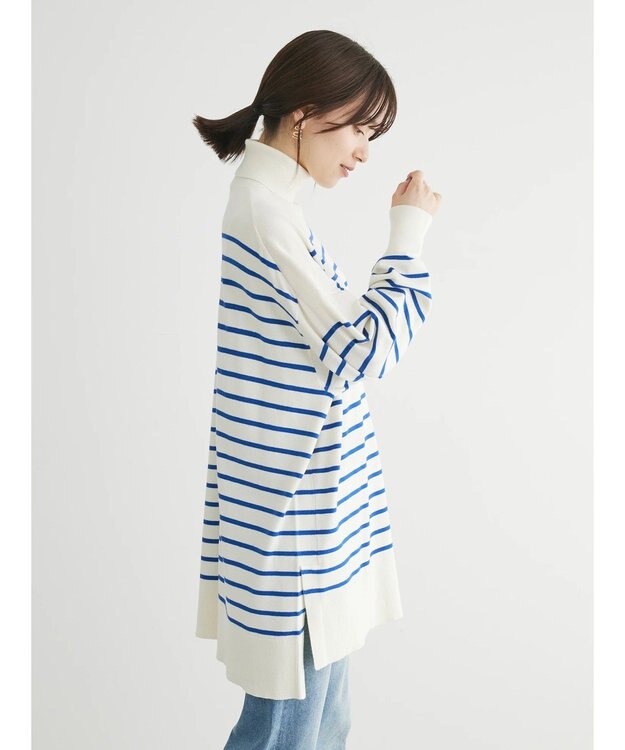 Green Parks もちやわ　タートルニットチュニック Border